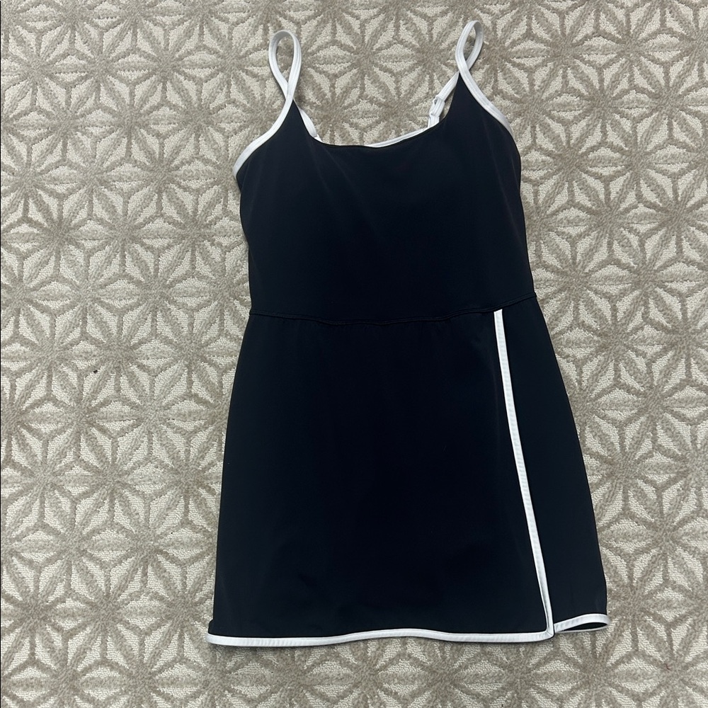 All in Motion Black Mini Dress with White Trim